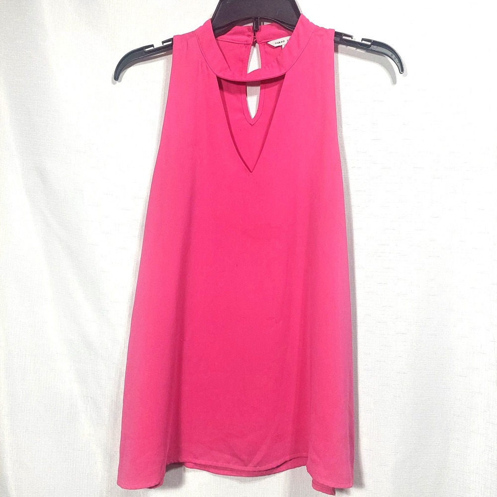 Naked‎ Zebra Womens Juniors Halter Top Pink Polyester Sleeveless Keyhole Back